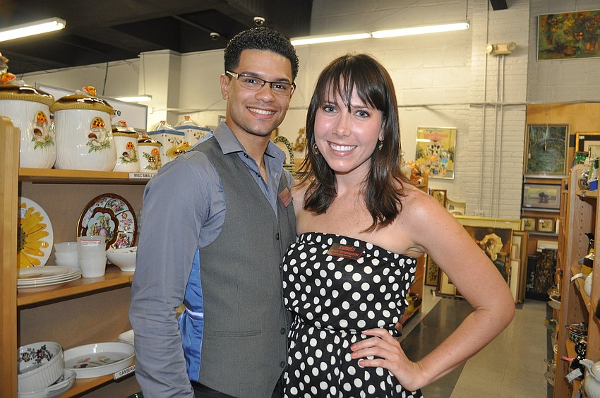 Rolando Cabrera and Mary Richardson with grant recipient group FuziÃ³n Dance Artists, who later performed in the evening.