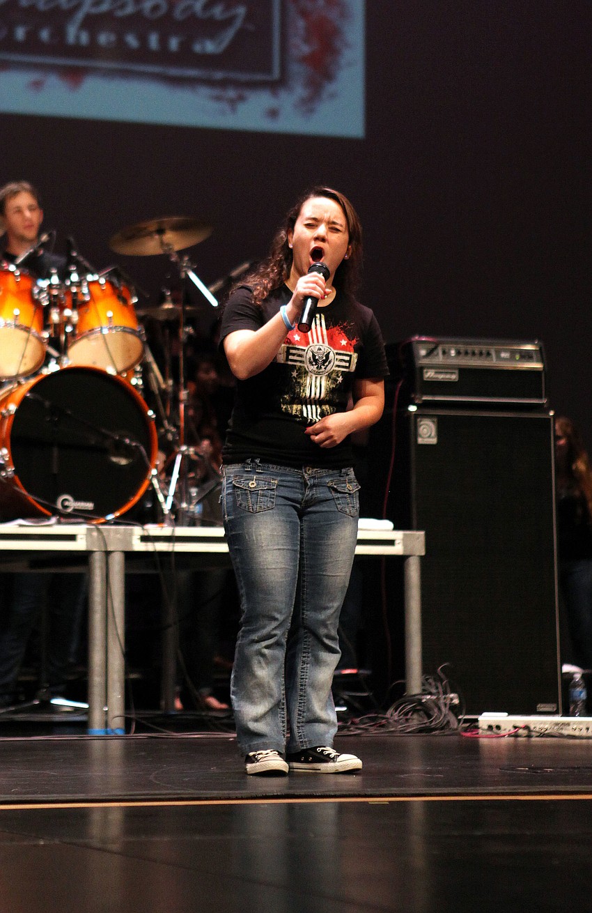 Alicia Ramierz, 9th grade at Riverview High School, came down to sing the final notes in â€œBohemian Rhapsodyâ€.