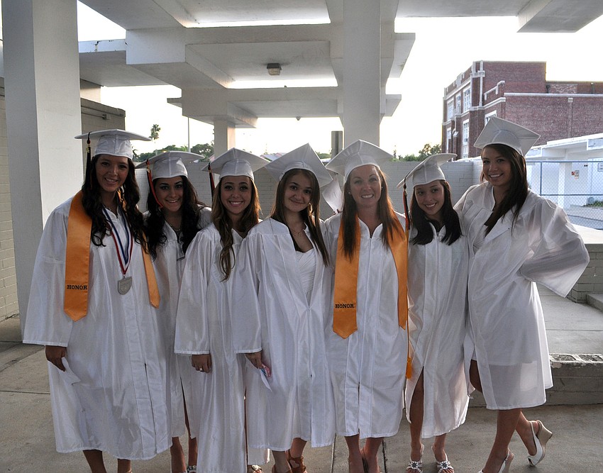 Students wait in line before the ceremony.