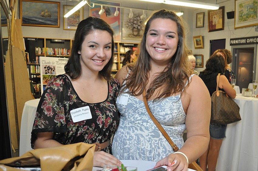 High school scholarship recipient Elizabeth Pupke and friend Fritzi Wittmann. Pupke graduated from Riverview High School and will study art education at Flagler College in the fall.