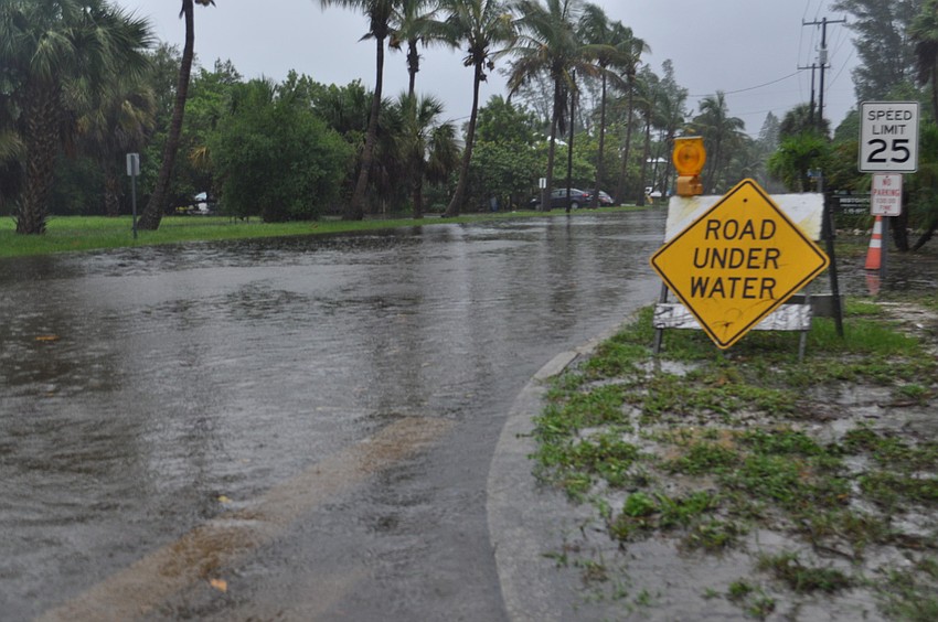 Broadway was lined with water Sunday afternoon, stranding Longbeach Villagers at home.