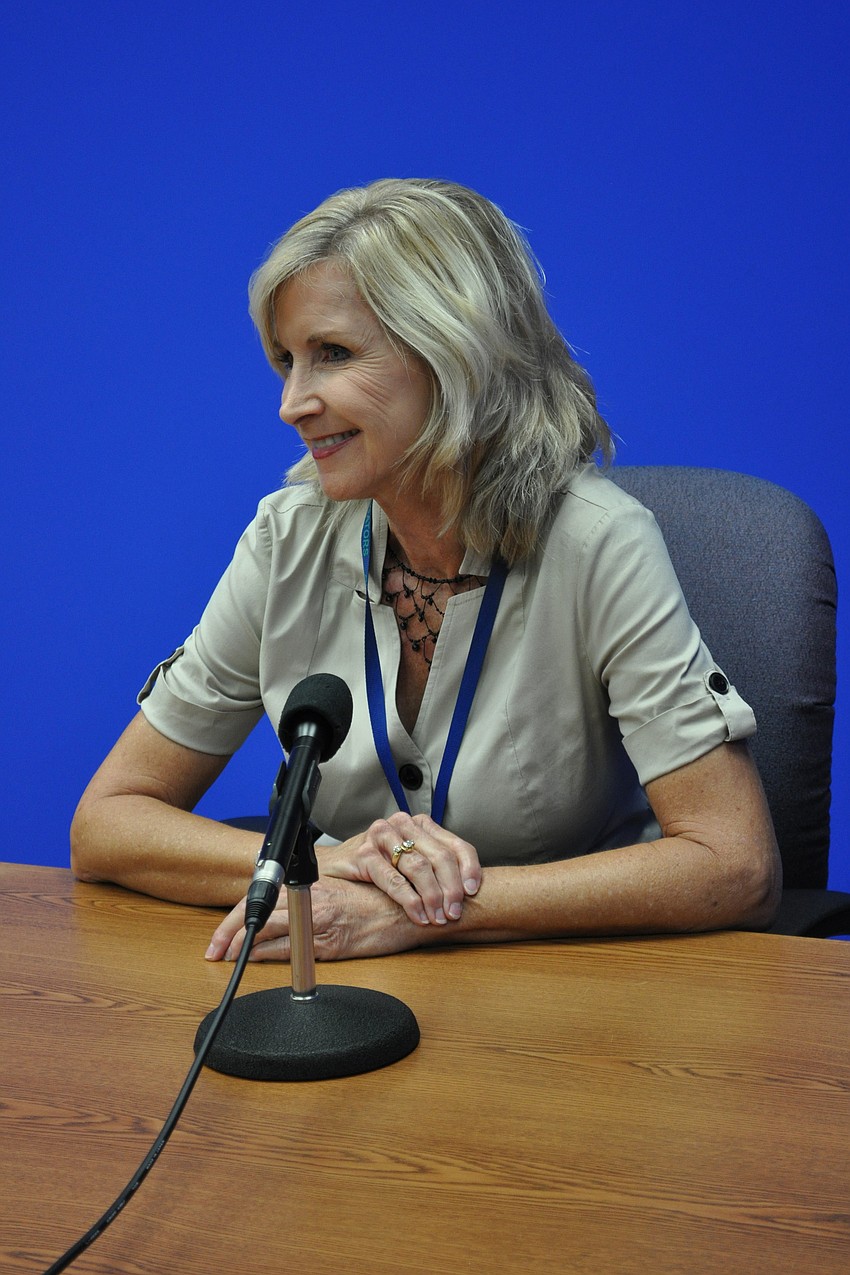 Gullett Principal Kathy Hayes welcomed students on the morning news.