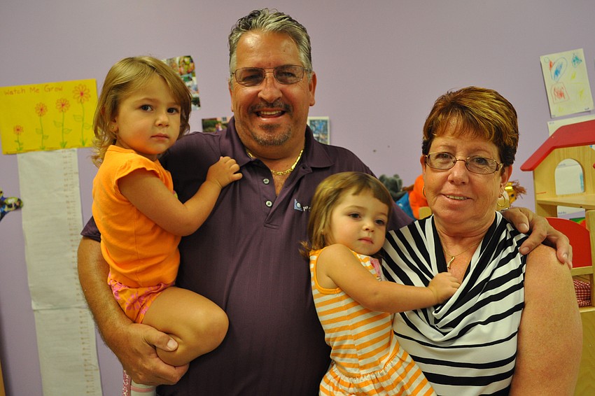 Gary and Eileen Simone brought their granddaughters, Alexis and Natalia Simone, to preschool.