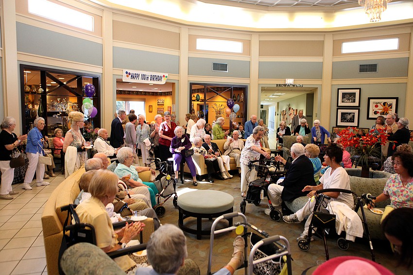 Many people from the Kobernick House and Anchin House came out to celebrate the double 100 plus birthday, Thursday, April 26.