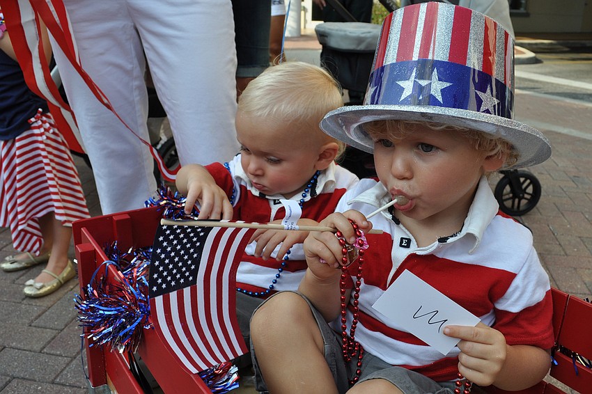 Riley and Carson Coop drew plenty of attention in their patriotic attire.