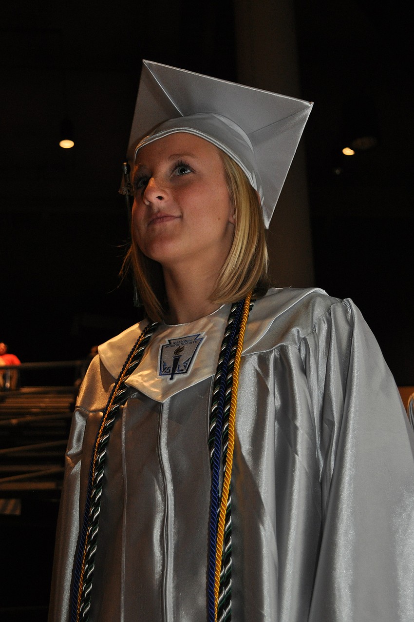 Lakewood Ranch's Hannah Asay looked out into the auditorium as she prepared to lead her classmates into the ceremony.