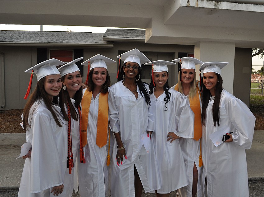 Students wait in line before the ceremony.