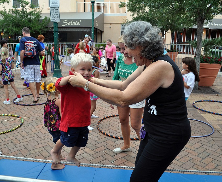 Craden Hoffman attempts his own tightrope walk.