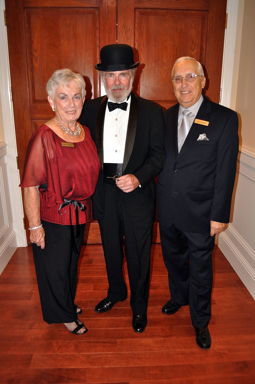 Sheila and Joe Varady pose with Ky Thompson who dressed up as Giusseppi Verdi for the Verdi look-alike contest