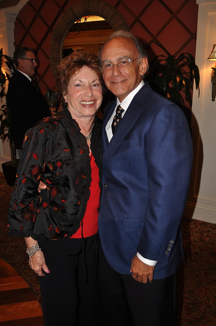 Joan Blum and Michael Richker, who was given a special award during Temple Emanu-Elâ€™s Dining with the Stars event.