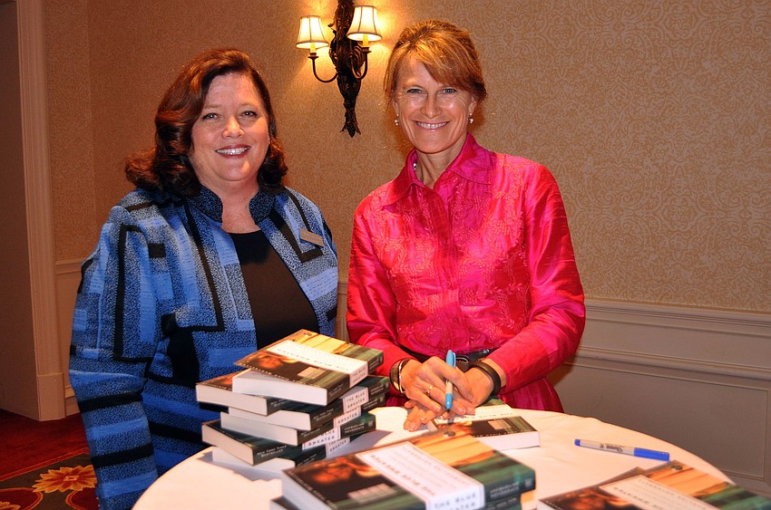Stephanie Grosskreutz, chairman of the 2013 Town Hall Lecture Series, with guest speaker Jacqueline Novogratz