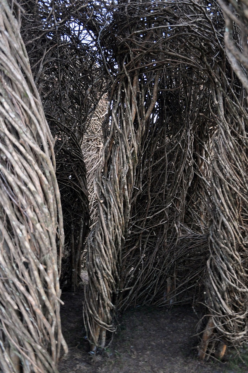 The inside of part of the stick sculpture. The sculpture has not been named yet, however it is expected to stay up for three to five years.
