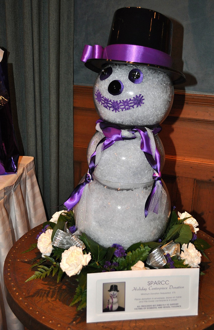 SPARCC holiday snowman decoration was up for auction at SPARCC's SPARCCle event Sunday, Dec. 2, at The Oaks.
