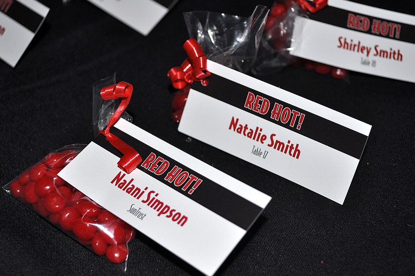 Each guest was given their table number with a small bag of red hots.
