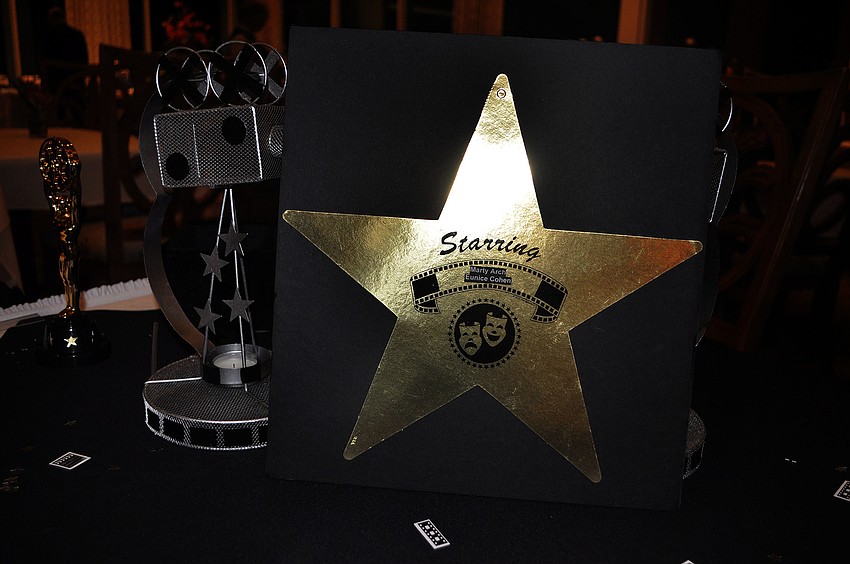 Oscar themed decorations at Temple Emanu-Elâ€™s Dining with the Stars event.