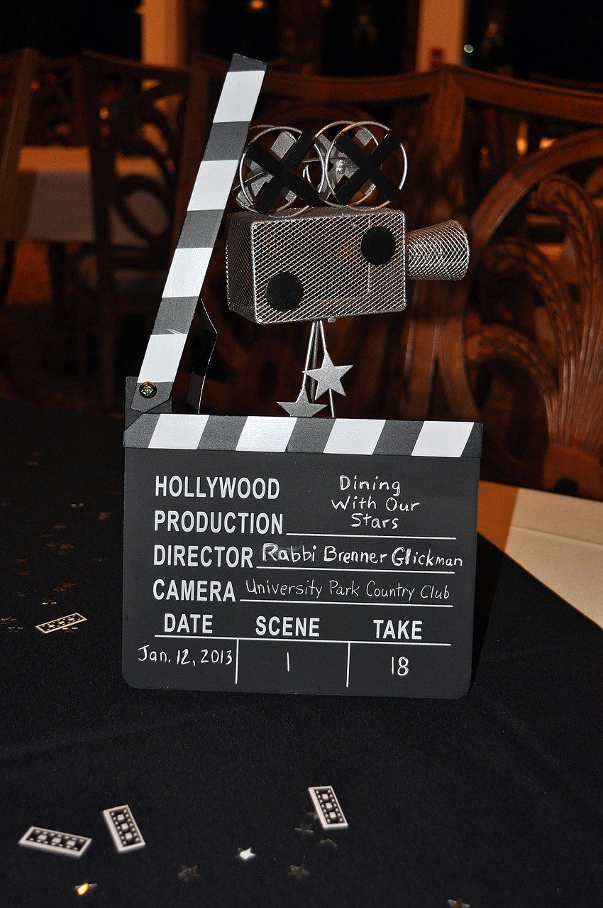 Oscar themed decorations at Temple Emanu-Elâ€™s Dining with the Stars event.