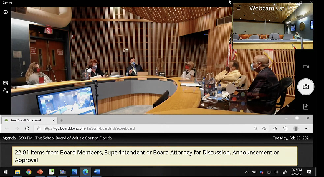 The Volusia County School Board. Screenshot courtesy of the VCS livestream