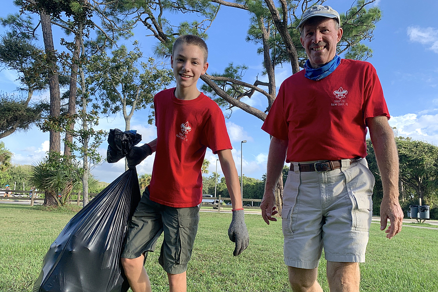 Maison Leonard and Steven Rumph helped out with the Intracoastal Waterway Cleanup in 2020. File photo by Brian McMillan