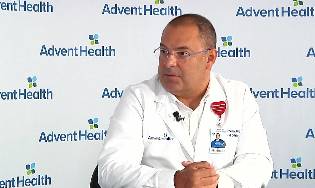Dr. Victor Herrera, chief medical officer at AdventHealth Orlando. Screenshot from the Sep 2 Morning Briefing