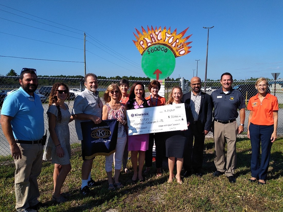 Kiwanis Flagler Palm Coast Foundation Award $13,000.00 grant towards BTES Playground. Courtesy photo