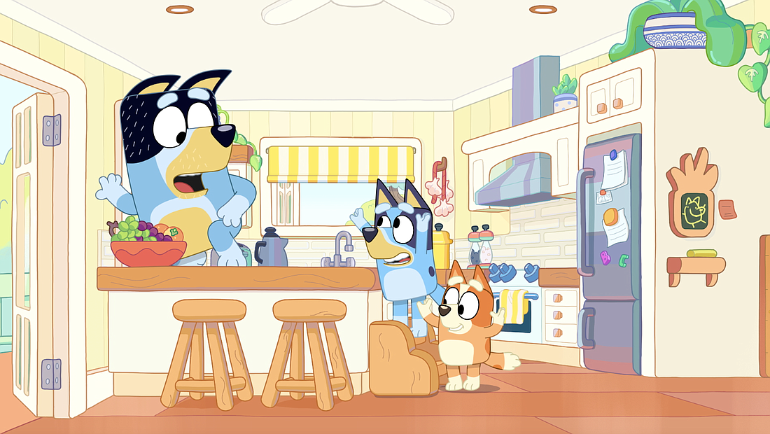 Facebook image posted on the "Bluey" account. It's a Disney+ show about a family of bipedal, cartoon dogs.