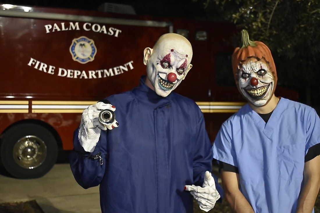 Putting on a happy face: Palm Coast Fire Department staff and volunteers work hard each year to provoke plenty of screams. Photos courtesy of the Palm Coast Fire Department