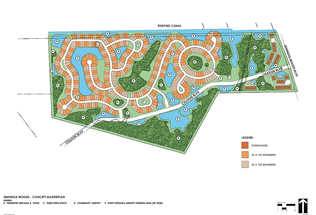 The master plan for the Seminole Palms community, with an extended Citation Boulevard. Image courtesy of the city of Palm Coast