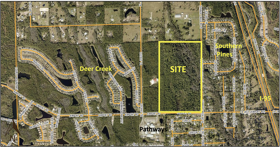 Tattersall at Tymber Creek was proposed for the northwest corner of Tymber Creek Road and Airport Road. Courtesy of the city of Ormond Beach