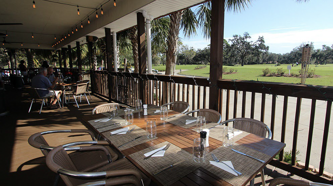 The deck of the Green Lion building. City staff have proposed reducing the restaurant's deck space by half to prevent conflicts with golf operations. Photo courtesy of the city of Palm Coast