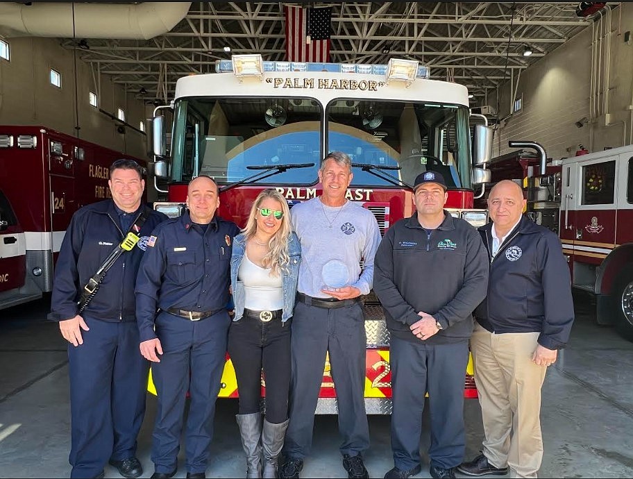 Battalion Chief Gary Potter, Deputy Chief Bradd T. Clark, Lieutenant Jason Wagner, Captain Andrew Woolwine, and Fire Chief Jerry Forte. Courtesy photo