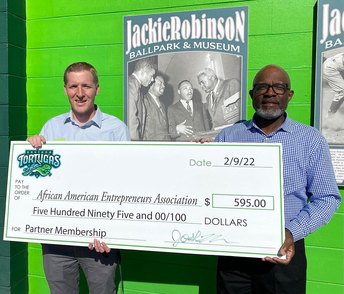 Josh McCann, Community Relations and Outside Events manager for the Daytona Tortugas, and Leslie Giscomb, founder and CEO at African American Entrepreneurs Association. Courtesy photo