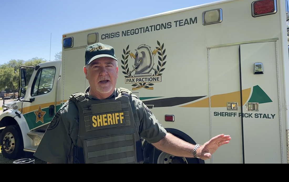 Sheriff Rick Staly addresses the community in a Facebook Live video taken near the scene of the incident.