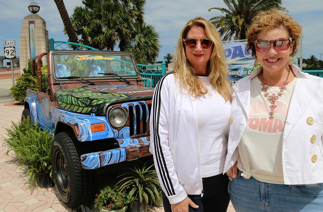 Artist Angel Lowden and Theresa Lieberman, executive director of Riverfront Arts District and founder of Imagine Daytona. Photo by Jarleene Almenas