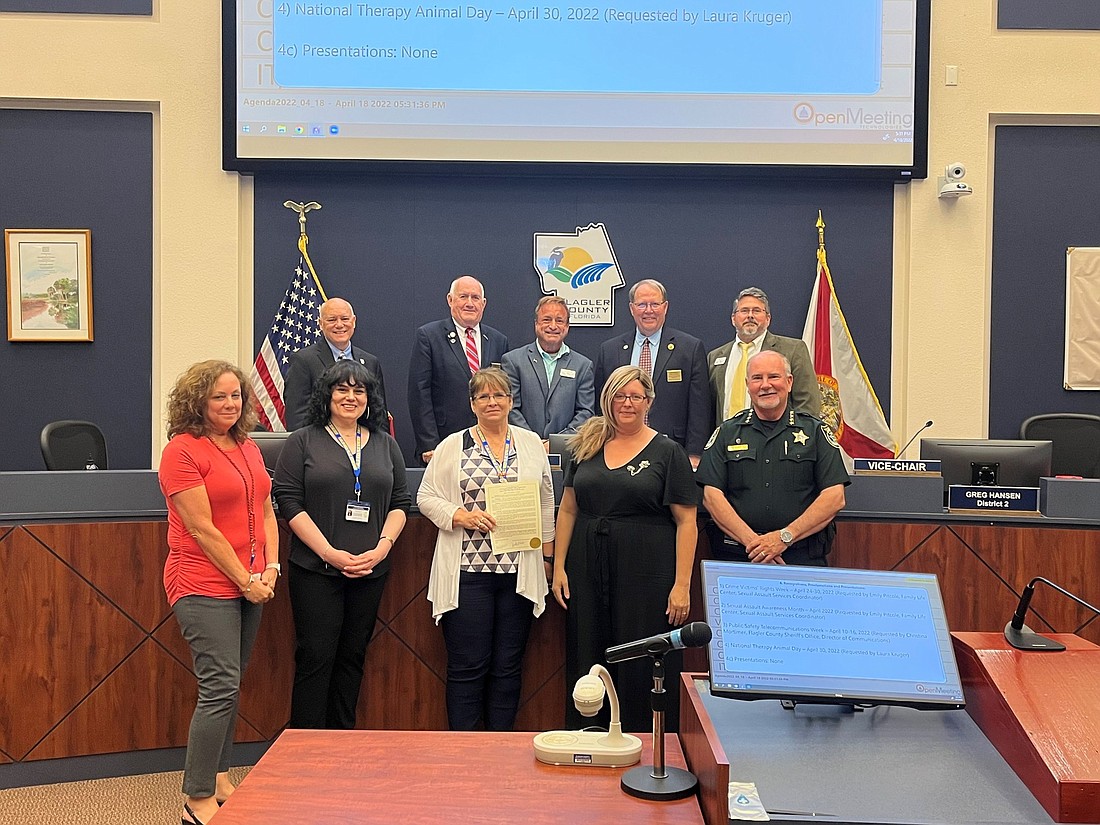 Sheriff Staly attended the Flagler County Board of County Commissioners Meeting where a proclamation was read acknowledging April 24-30 as National Crime Victims' Rights Week. Courtesy photo