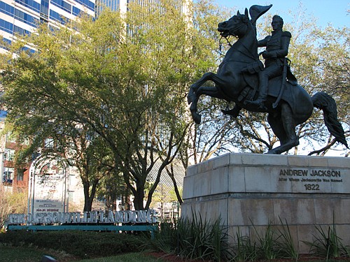 This statue of Andrew Jackson at the Landing will be on the move as part of the City's "Civic Core-Downtown Enhancements" project, which just received a funding boost from the Florida Department of Transportation.
