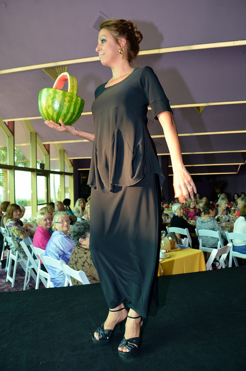 Models sauntered down the runway with everything from sushi to watermelon.