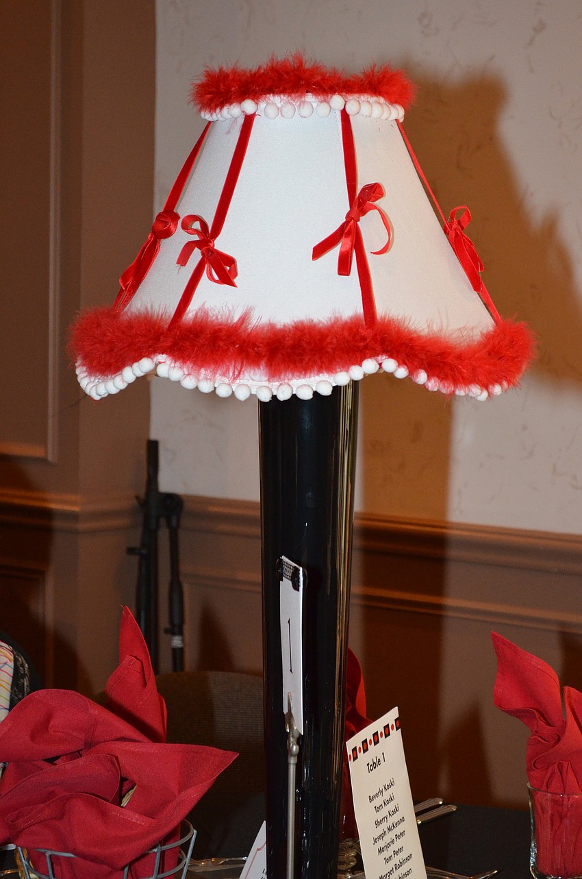 The brunch committee designed lampshade centerpieces for each table.