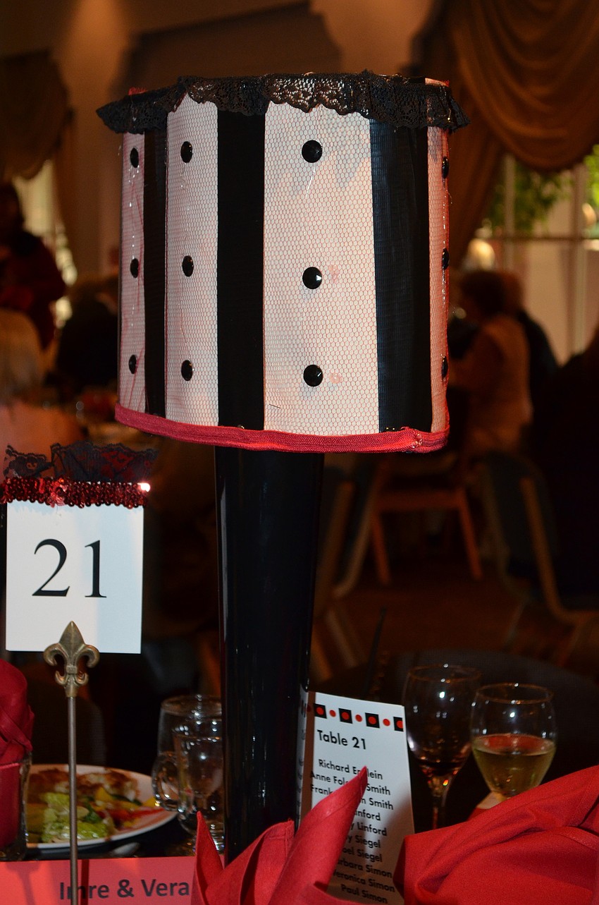 The brunch committee designed lampshade centerpieces for each table.