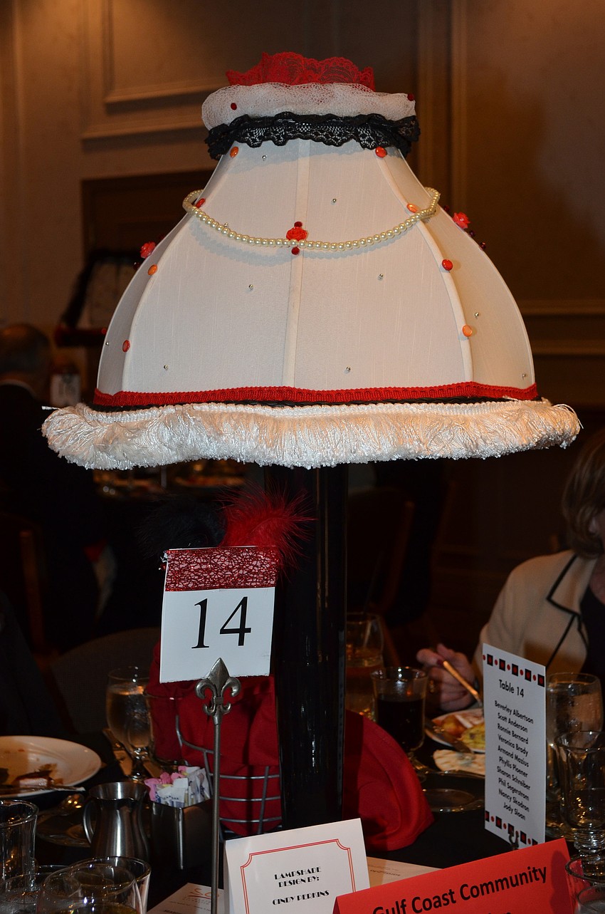 The brunch committee designed lampshade centerpieces for each table.