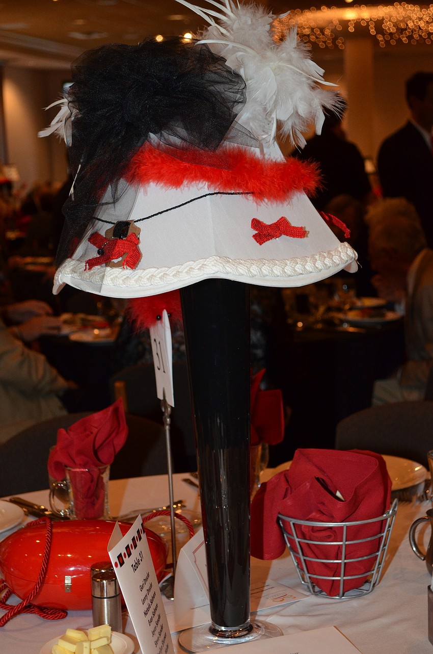 The brunch committee designed lampshade centerpieces for each table.