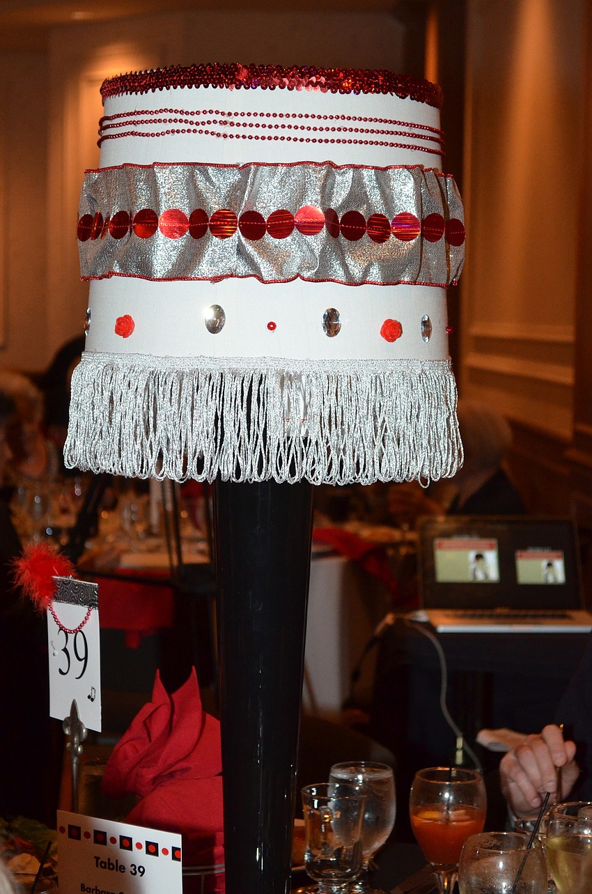 The brunch committee designed lampshade centerpieces for each table.