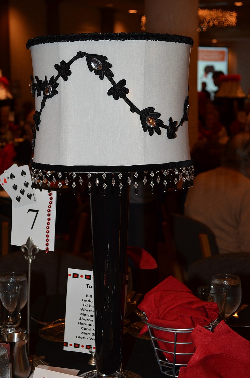 The brunch committee designed lampshade centerpieces for each table.