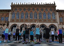 More than 140 people registered to participate in the first monthly Yoga at the Ringling event Saturday, Sept. 15.