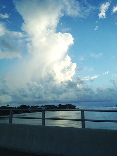 Dolores Walcker took this photo of a storm coming toward her as she crossed the New Pass Bridge.