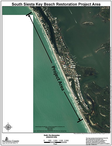 Sarasota County expects renourishment of Turtle beach to begin in 2014 Ã¢â‚¬â€ three years before previously anticipated. Courtesy image.