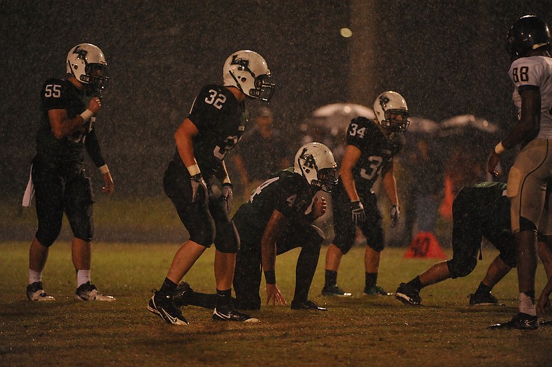 The Lakewood Ranch High defense held Boca Ciega scoreless in a rain-soaked second half.