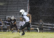 Sophomore linebacker Wanley Desir intercepted a Tarpon Springs pass and returned it 47 yards to set up the Mustangs third touchdown of the game.