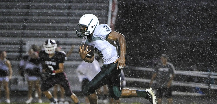 Sophomore linebacker Wanley Desir intercepted a Tarpon Springs pass and returned it 47 yards to set up the Mustangs third touchdown of the game.