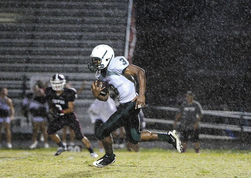 Sophomore linebacker Wanley Desir intercepted a Tarpon Springs pass and returned it 47 yards to set up the Mustangs third touchdown of the game.