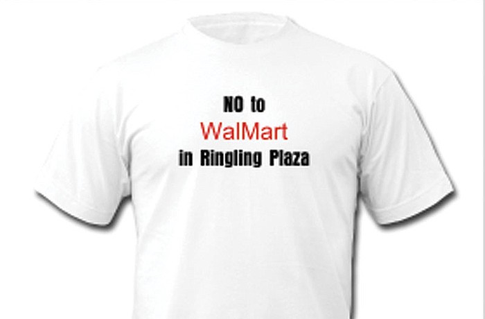 Despite some neighborhood support, opposition remains. A social-media movement has organized against the Ringling Plaza Walmart.